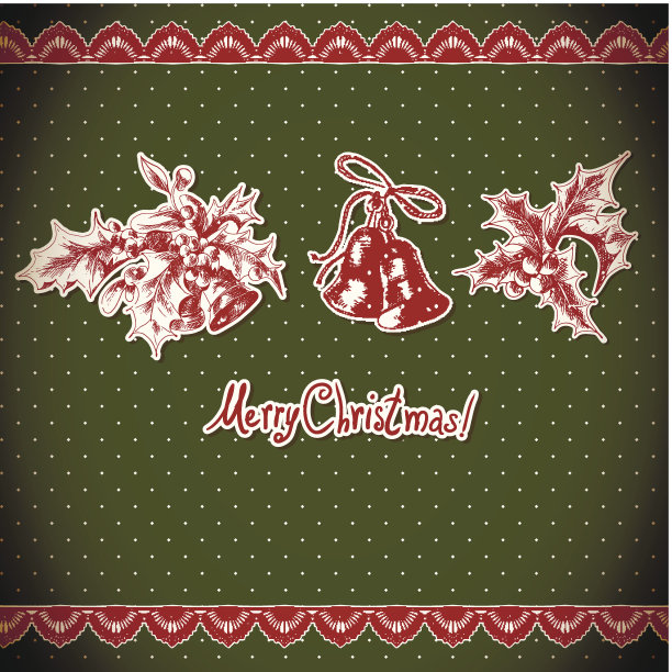 圣诞冬青和铃铛。的背景图片下载