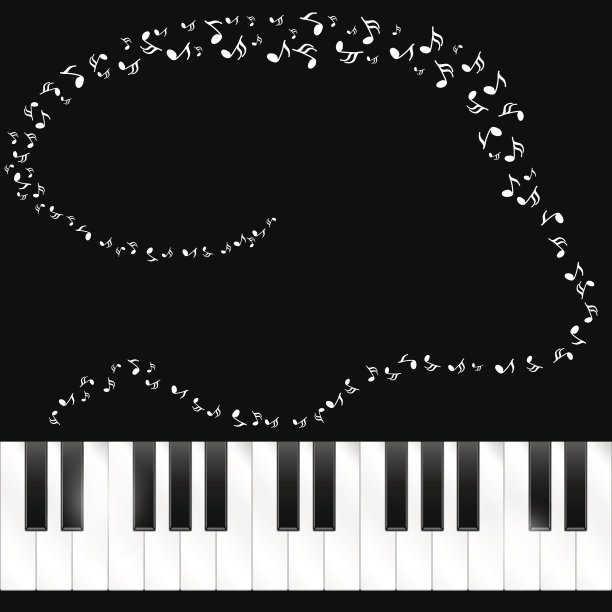 抽象背景与钢琴键和音乐音符图片下载