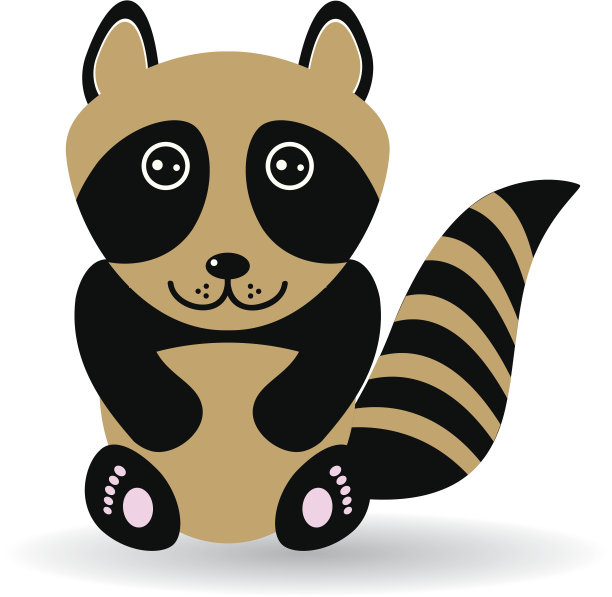 白色背景上有趣的浣熊。向量图片下载