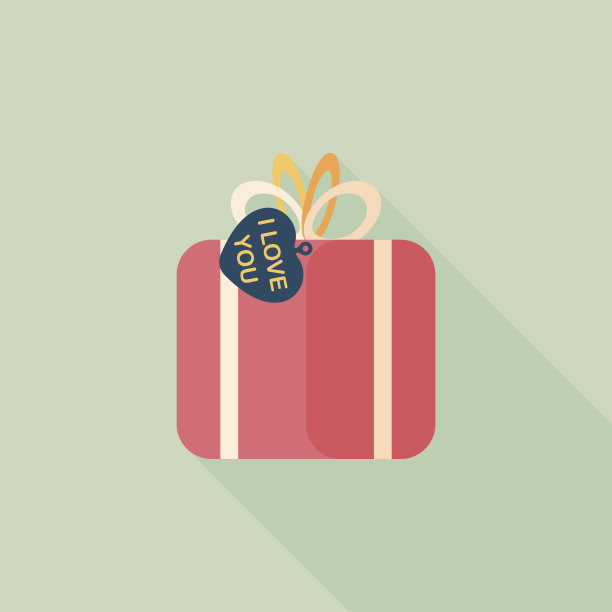 情人节礼物扁平的长影图标，eps10图片下载