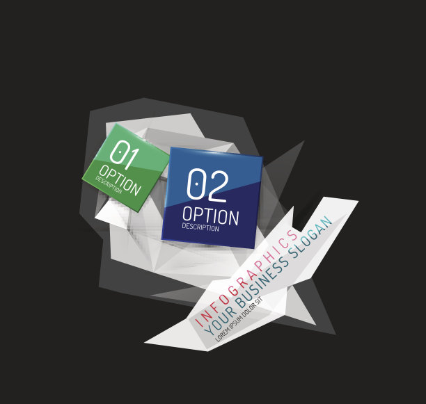 现代多边形折纸信息图图片下载