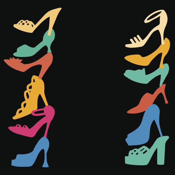 背景与彩色的鞋子和文字空间图片下载