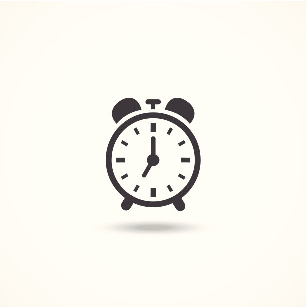 黑白模拟上发条闹钟图标图片下载