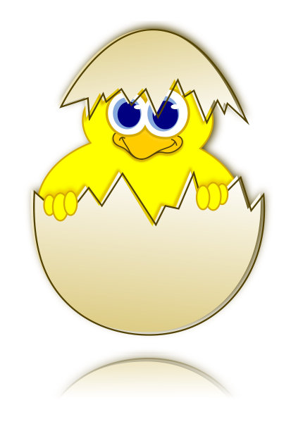 复活节快乐的小鸡在蛋壳反射图片下载
