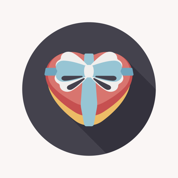 情人节礼物扁平的长影图标，eps10图片下载