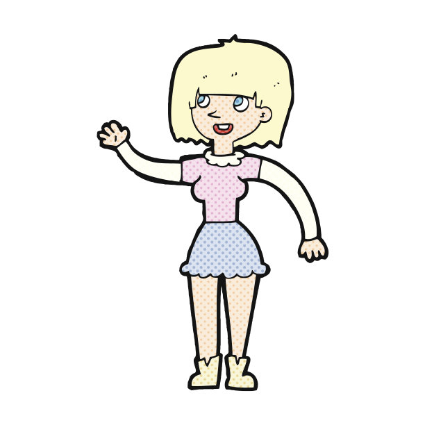 卡通女孩挥手图片下载