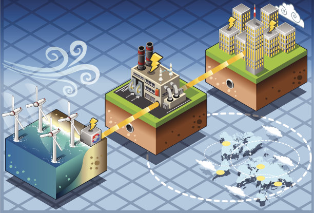 等距信息图风车海洋可再生能源图图片下载