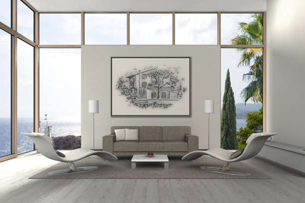 现代地中海海滨客厅图片下载