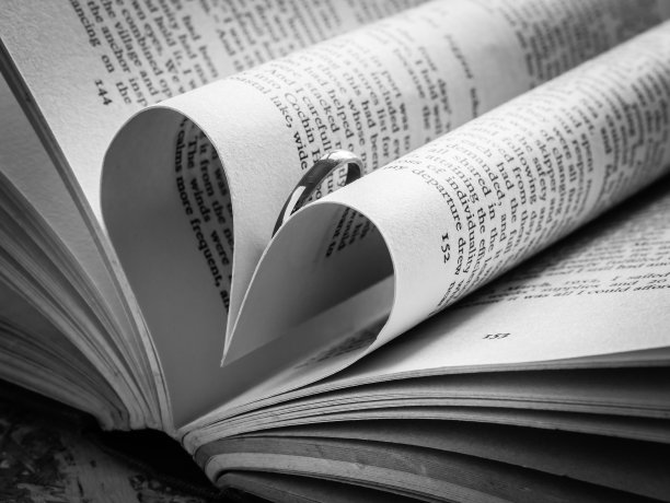 黑与白的爱心在一本书图片下载