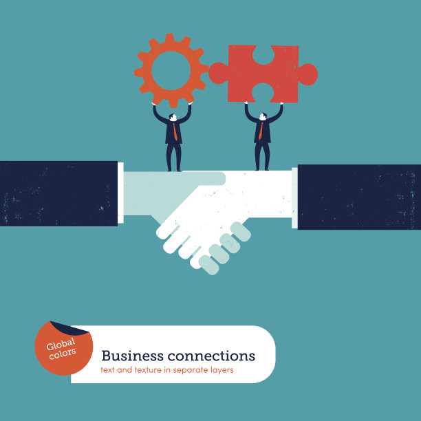 商人在握手时用拼图和齿轮图片下载