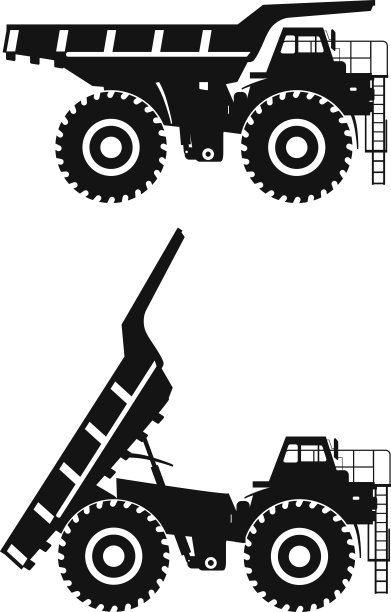 非公路用卡车。重型矿山卡车。矢量插图。图片下载