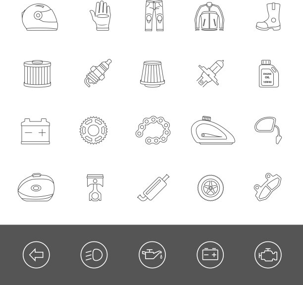 线条图标-摩托车配件图片下载