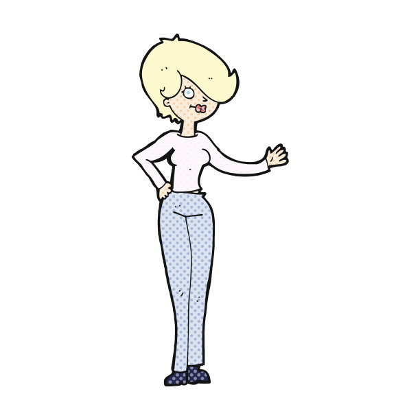 挥手的卡通女人图片下载