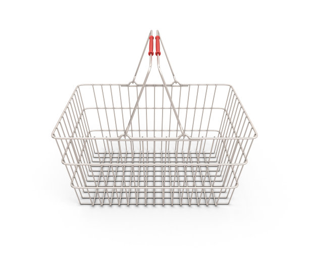 白色背景上的空金属篮子图片下载
