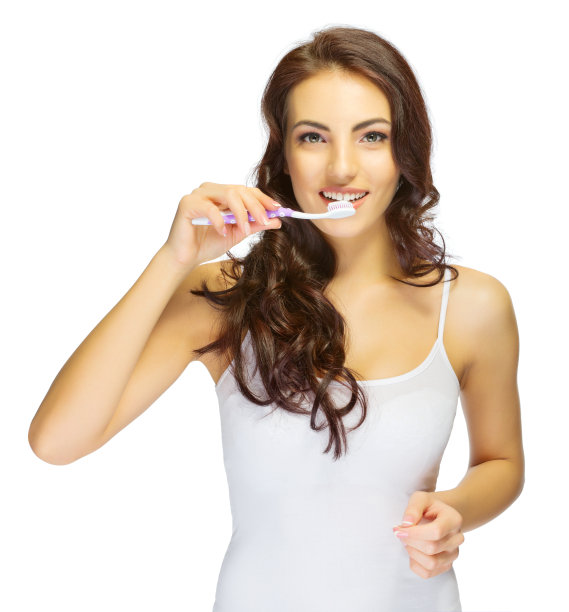 手持牙刷的少女图片下载