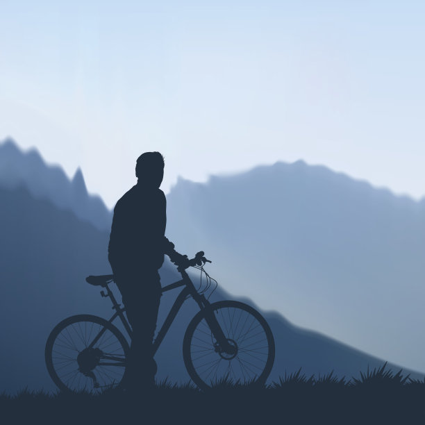 骑自行车的人在山里图片下载
