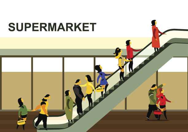 人们从自动扶梯上爬起来图片下载