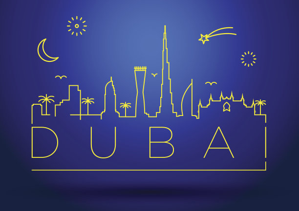 迪拜城市剪影排版设计图片下载