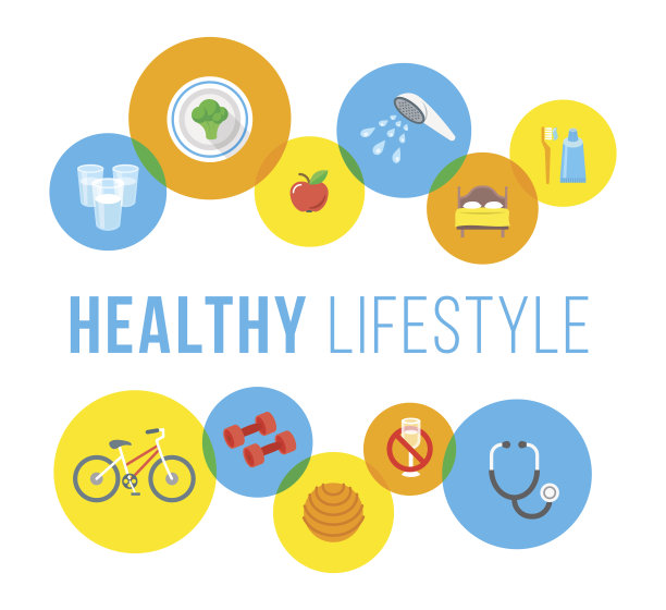 健康生活方式平面矢量概念图片下载
