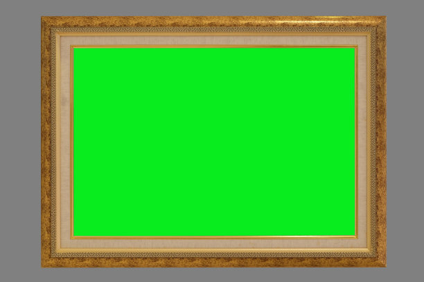 木制相框孤立在绿色图片下载