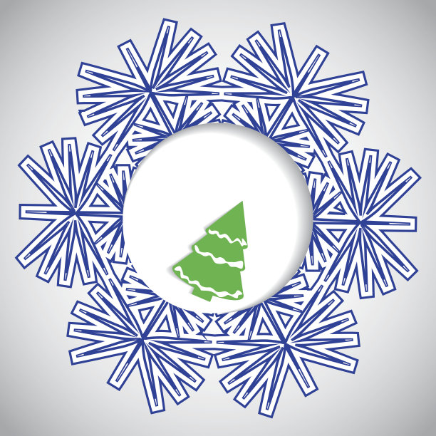 抽象的冬日圣诞背景与雪花和树图片下载