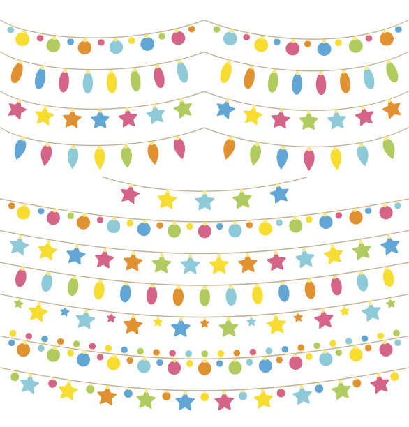 收集多彩的花环灯图片下载