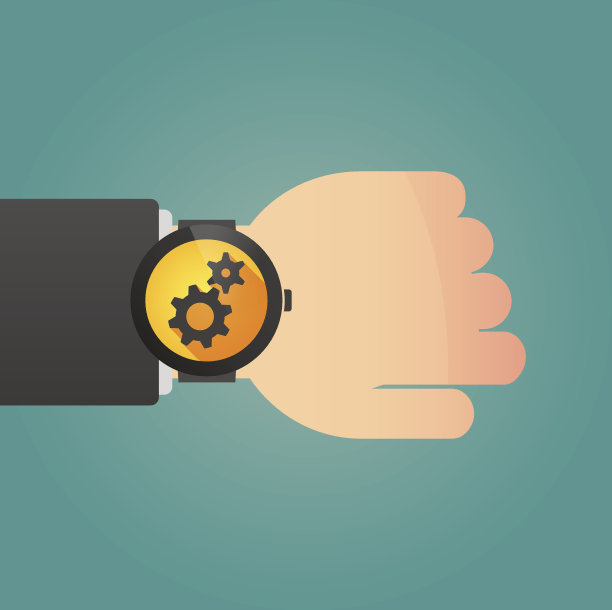 手与智能手表显示齿轮图片下载