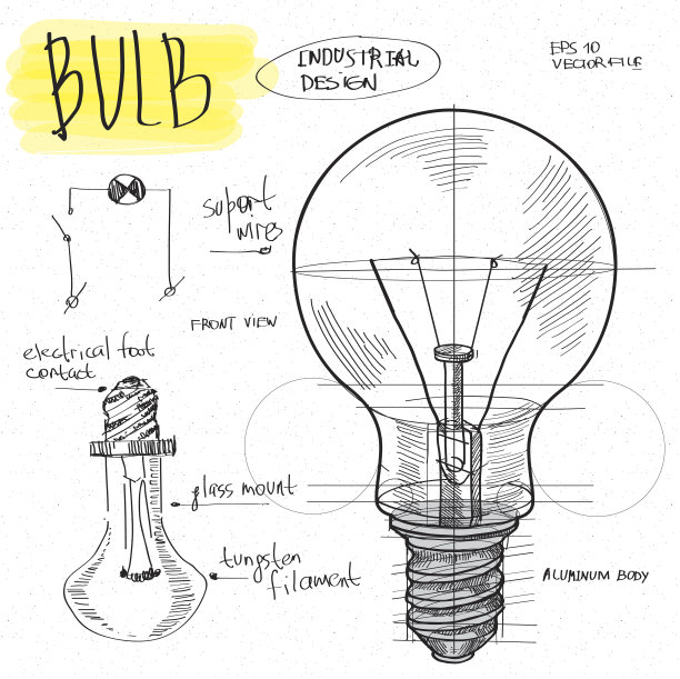 矢量草图插图-灯泡图片下载