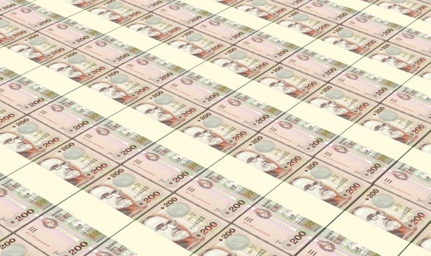 乌拉圭比索钞票堆积背景。图片下载