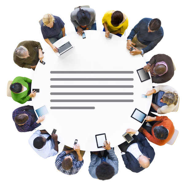 不同的人使用数字设备与组成符号图片下载