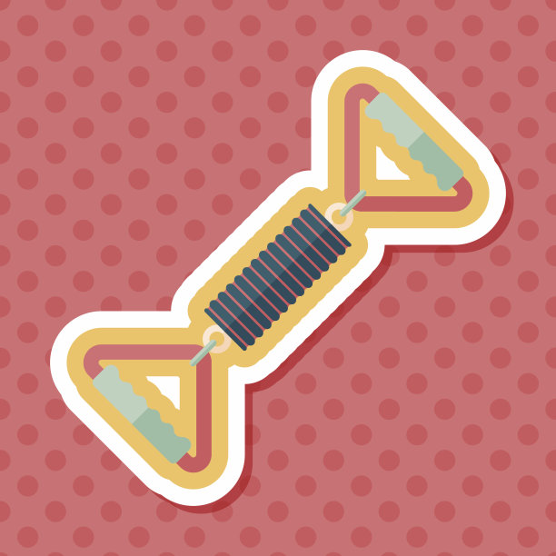 弹簧拉伸健身器材平面图标与长阴影，eps1图片下载