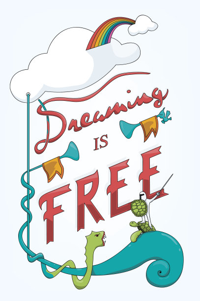 梦想是自由的矢量字母图片下载