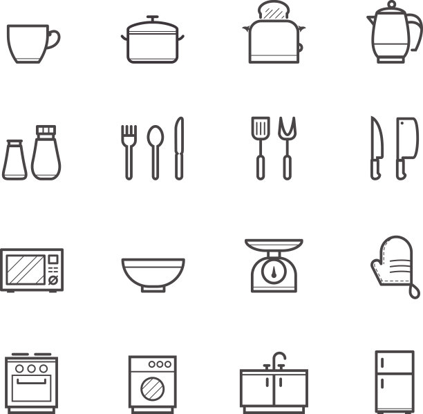 各种厨房图标的白色床单图片下载