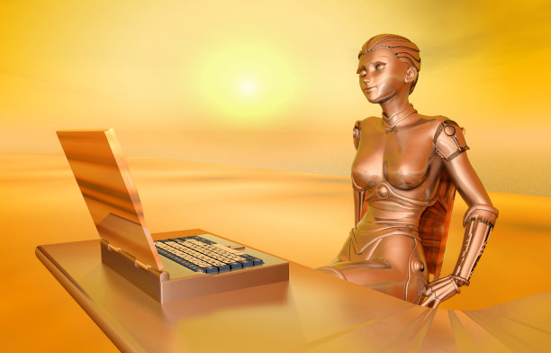 笔记本电脑和女机器人图片下载