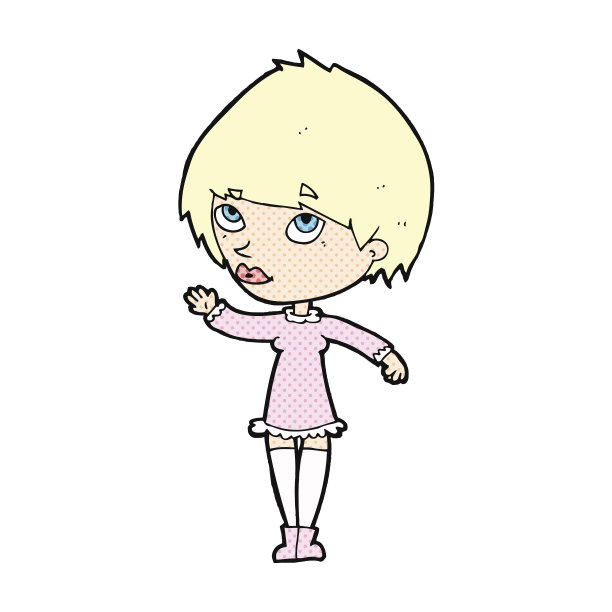 挥手的卡通女人图片下载