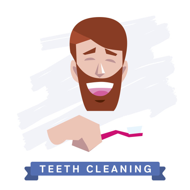 男子清洁牙齿，露出洁白的笑容图片下载