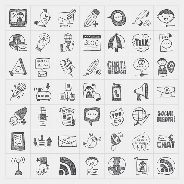 涂鸦交流图标集素材图片