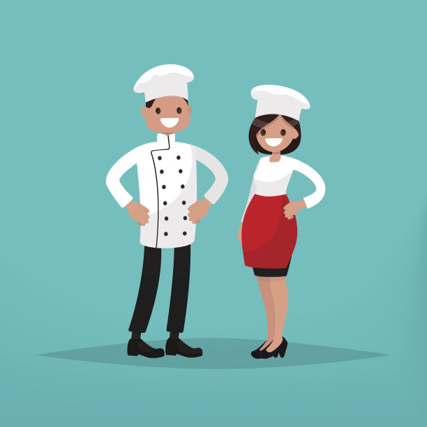 男厨师和女厨师。矢量图图片下载