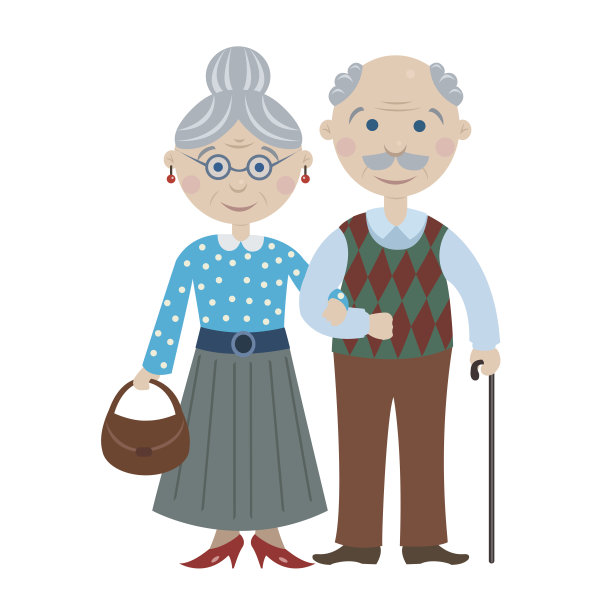 快乐的卡通祖父母图片下载