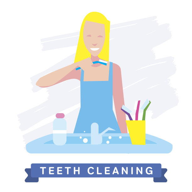 女人清洁牙齿，露出洁白的笑容图片下载