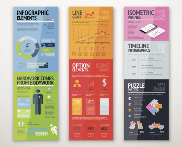 丰富多彩的信息图在精心安排的模板准备使用图片下载