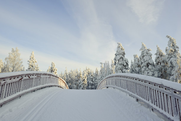 带滑雪道的弯曲桥图片下载
