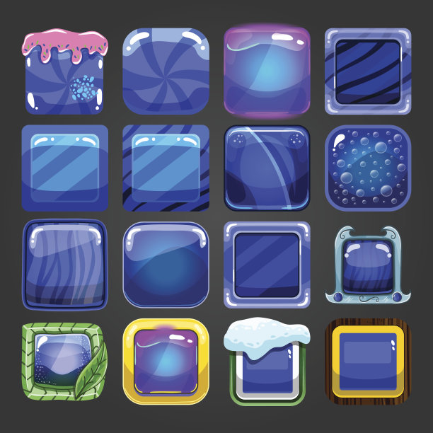 一套不同的方形按钮2个图片下载