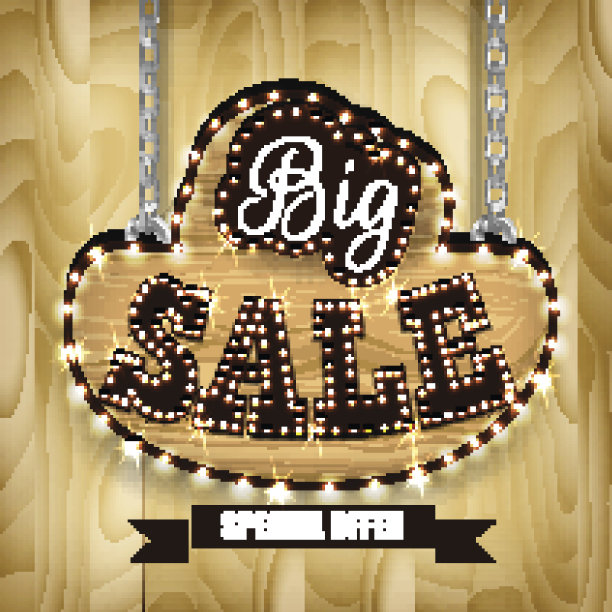 复古设计海报大减价的木材背景。向量。图片下载