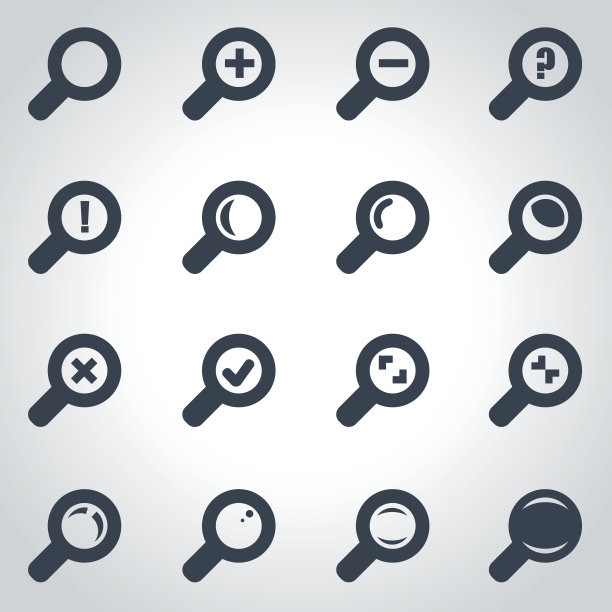 向量黑色放大镜图标设置图片下载