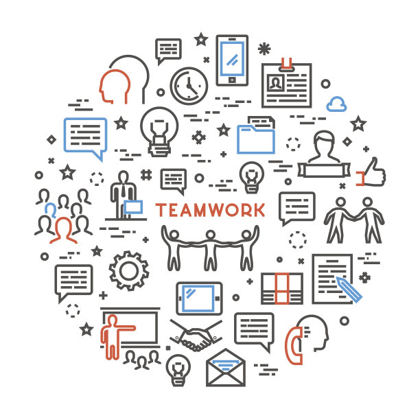 矢量线创意概念团队合作图片下载