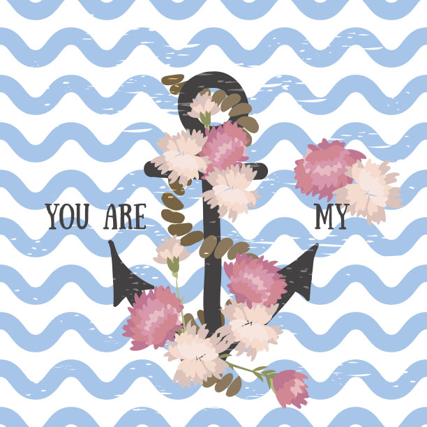 背景与花康乃馨和锚图片下载