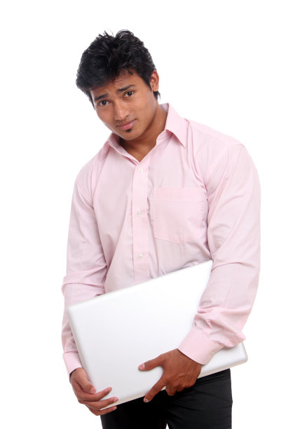 聪明的印度商人拿着笔记本摆姿势图片下载