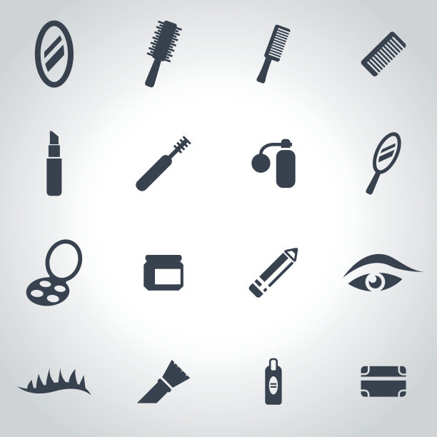 向量黑色化妆品图标设置图片下载