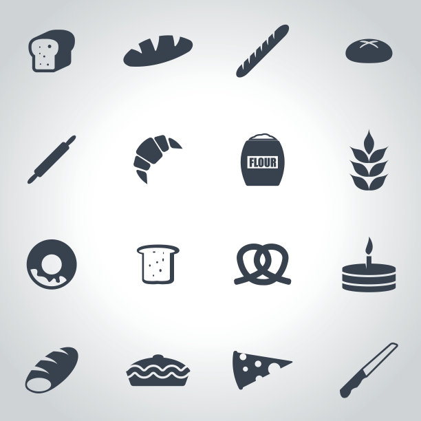 向量黑色面包房图标设置图片下载